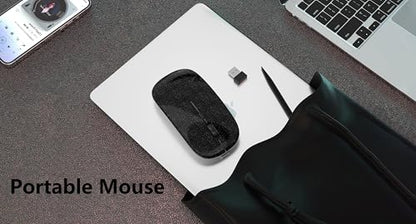 WREANU Wireless Bluetooth Mouse, Rechargeable Laptop Mice, Bright Black - color: Bright Black