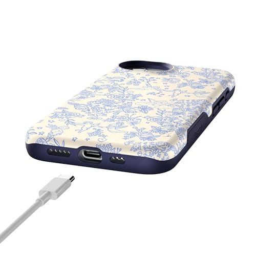 Casely iPhone 16e Case | Cupid's Canvas | Periwinkle Floral | Bold Protective Design | Compatible with MagSafe - color: Cupid's Canvas | Periwinkle Floral