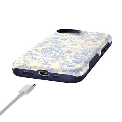 Casely iPhone 16e Case | Cupid's Canvas | Periwinkle Floral | Bold Protective Design | Compatible with MagSafe - color: Cupid's Canvas | Periwinkle Floral