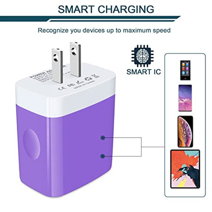USB Charger Cube, Wall Charger Plug, AILKIN 4.8A 4-Muti Port USB Adapter - color: Purple