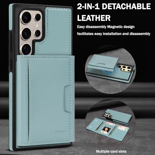 for Samsung Galaxy S23 Ultra Wallet Case, 2-in-1 Detachable Magnetic Wallet Case, Card Holder RFID Blocking, Fashionable Faux Leather Card Slot & Folding Design (Blue) - color: Blue, size: Samsung Galaxy S23 Ultra
