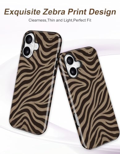 Jusy Magnetic Zebra Phone Case for iPhone 17 Pro Max,Coffee | Compatible with MagSafe, Cute Aesthetic Zebra Design, TPU and PC Protective Shockproof Cover - color: Coffee