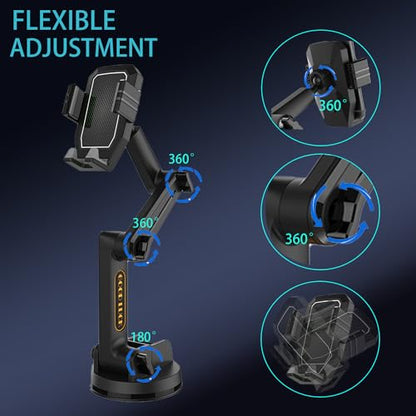 Topsolar Phone Mount for Truck Phone Holder for Truck - Heavy Duty Super Suction Cup, Mobile Device Holder Dashboard Window 16.9 inch Long Arm & Stable, iPhone & Samsung Compatible, Semi Trucker