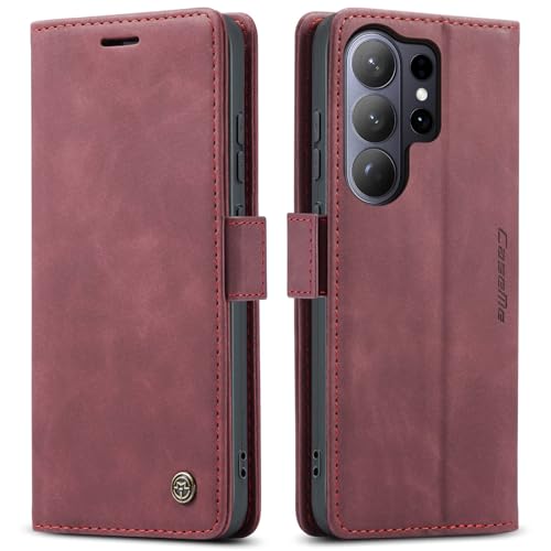 Compatible with Samsung Galaxy S26 Ultra Case with Card Holder, Kickstand Protective Flip Folio Leather Wallet Case for Galaxy S26 Ultra 5G 6.9 inch (Wine Red) - color: Wine Red, size: S26 Ultra 6.9 Inch