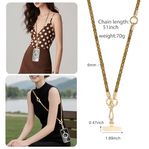 Crystal Phone Lanyard Crossbody Adjustable Rhinestone Anti-Theft Phone Strap Crossbody Cell Phone Neck Strap for Women - color: Gold