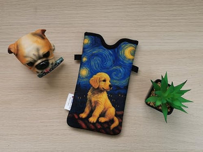 Tainada Neck Phone Sleeve Pouch w/Crossbody Strap (Dog Cat Starry Night) - color: Dog Cat Starry Night