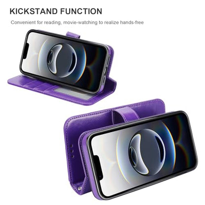 Bocasal Detachable Wallet Case Card Holder for iPhone 17e/16e, Purple | RFID Blocking Kickstand Card Slots Holder PU Leather Magnetic Shockproof Wrist Strap Removable Flip Protective Cover 6.1 inch - color: Purple