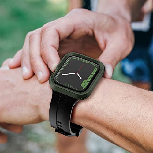 Amizee Rugged Case Compatible with Apple Watch Case Series 9/8/7 41mm SE 3/2/1 Series 6/5/4 40mm, Soft TPU Shockproof Bumper Drop Proof Protective Cover Compatible with iWatch - Army Green - color: Army Green, size: 40mm/41mm