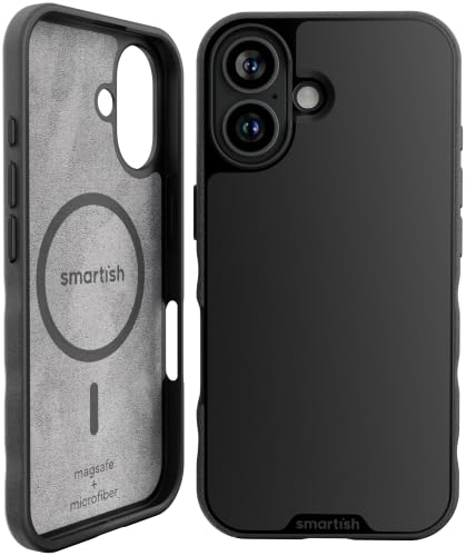 Smartish iPhone 16 MagSafe Case, Gripmunk, Slim Magnetic Grip Case, Black | Thin, Protective, Grippy Texture with Microfiber-Lined Interior, Drop-Tested from 6 Feet, Raised Edges for Screen & Camera - color: Black Tie Affair (MagSafe), size: iPhone 16