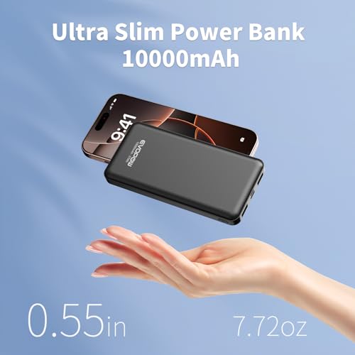2 Pack Portable Charger, 10000mAh Power Bank, Travel Battery Pack - color: a-Black&White