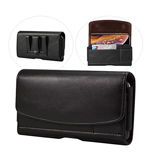 Phone Holster for Samsung Galaxy S26 Ultra S25 Ultra A17 A16 A07 A06 A26 | Extra Large Belt Case for Moto G 5G, G Play, G Power 2026 2025 2024 | PU Leather Pouch Belt Holder with Clip Loop, Card Slots - size: X-Large