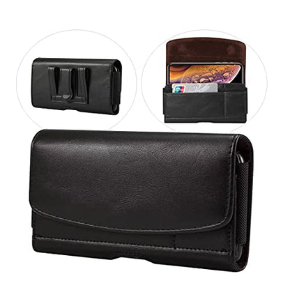 Phone Holster for Samsung Galaxy S26 Ultra S25 Ultra A17 A16 A07 A06 A26 | Extra Large Belt Case for Moto G 5G, G Play, G Power 2026 2025 2024 | PU Leather Pouch Belt Holder with Clip Loop, Card Slots - size: X-Large