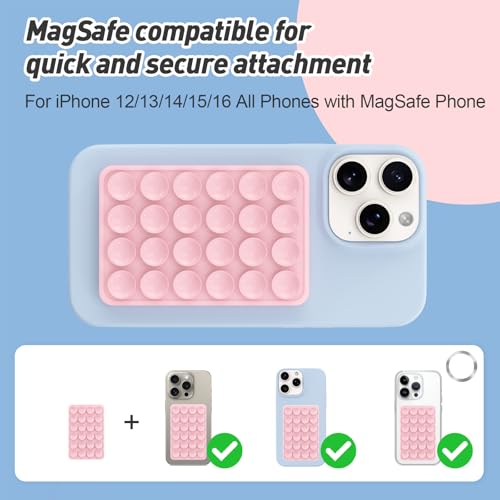 Magnetic Suction Phone Mount for MagSafe Case,Silicone Sticky (Light Pink) - color: Light Pink