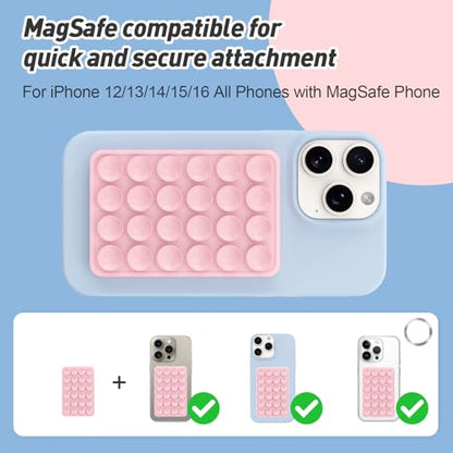 Magnetic Suction Phone Mount for MagSafe Case,Silicone Sticky (Light Pink) - color: Light Pink