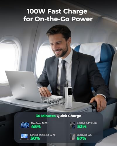 Laptop Power Bank, 12800mAh Portable Charger with 240W USB-C Cable