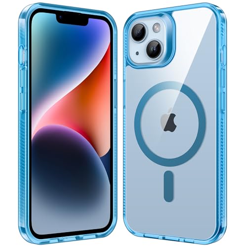 Supdeal Magnetic Clear Case for iPhone 14 Plus, [Compatible with MagSafe] [Non Slip Bumper & Not Yellowing] Military Grade Shockproof Transparent Silicone Phone Cover, 6.7", Blue - color: Blue, size: iPhone 14 Plus