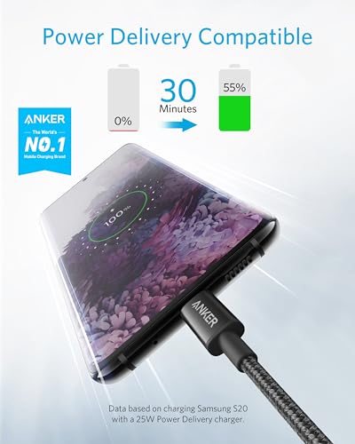 Anker USB C to USB C Cable, 60W Fast Charging Cable (2-Pack, 6 ft, Black) - color: Black, size: 6FT*2