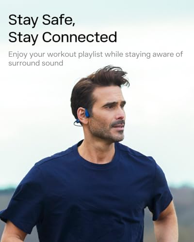 SHOKZ OpenRun Bone Conduction Bluetooth Headphones, Blue, USB-C Charging - color: Blue, size: Standard Size+USB-C Charging