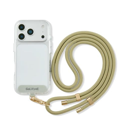 Universal 7mm Phone Lanyard for iPhone 17 Pro Max & Most Smartphones, Thick Rope Adjustable Anti-Theft Crossbody Cell Phone Strap with Non-Adhesive Tether Tab for Men & Women, Olive Green/Matte Gold - color: Olive Green