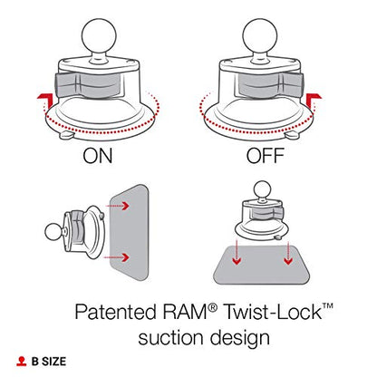 RAM MOUNTS Twist-Lock Suction Cup Base with B Size 1" Ball Mount - size: B Size 1" Ball