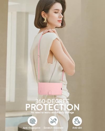 OCASE for iPhone 16 Wallet Case, PU Leather Crossbody Phone Case with Removable Shoulder Strap, Kickstand, RFID Blocking Card Slots, Flip Folio Phone Cover 6.1 Inch 2024, Light Pink - color: Light Pink, size: iPhone 16