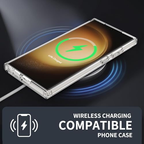 for Samsung Galaxy S23 Ultra Case Clear, 6.8 Inches Heavy Duty Protection Wireless Charging Compatible Lightweight Shockproof Anti-Slip Transparent Protective Phone Cover - color: Clear