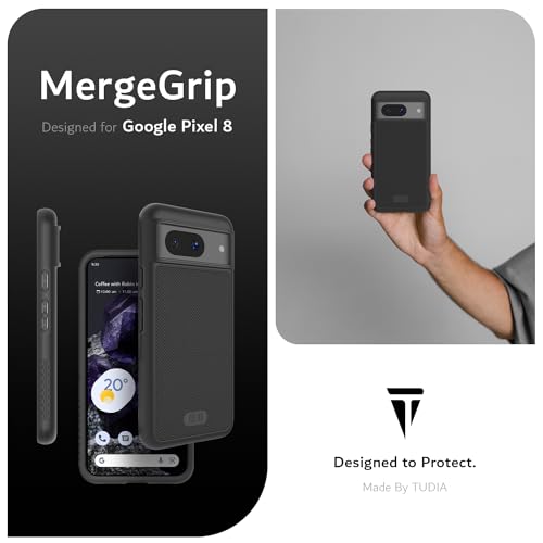 TUDIA MergeGrip [Magsafe Compatible] Designed for Google Pixel 8 Case (2023) - Dual Layer [Military Grade] Shockproof Slim Rugged Tough Heavy Duty Phone Cases - Matte Black - color: Matte Black, size: Magnetic Pixel 8