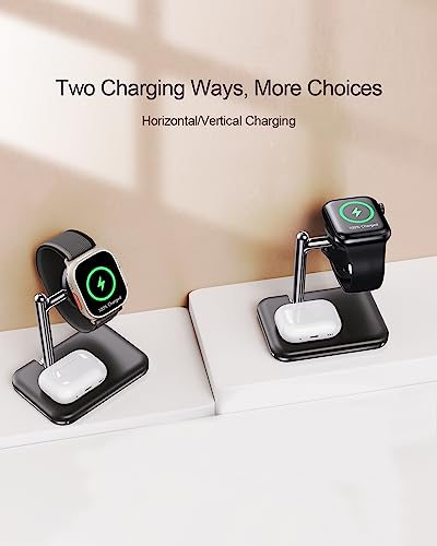 2 in 1 Charger Stand for Apple Watch and AirPods - color: Black