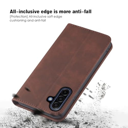 Asuwish Flip Wallet Phone Case for Samsung Galaxy A17 5G with Tempered Glass Screen Protector Magnetic Closure Folio Cover Credit Card Holder Slot Stand Cell Accessories A 17 17A 4G Women Men Coffee - color: Coffee