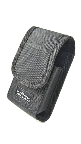 BELTRON Vertical Nylon Case for CAT S22 Flip Phone/Sonim XP3 Plus XP3900/XP3Plus 5G X320/Siyata SD7, Features: Heavy Duty Belt Loop, Metal Belt Clip & Secure Velcro Closure - color: Black Nylon