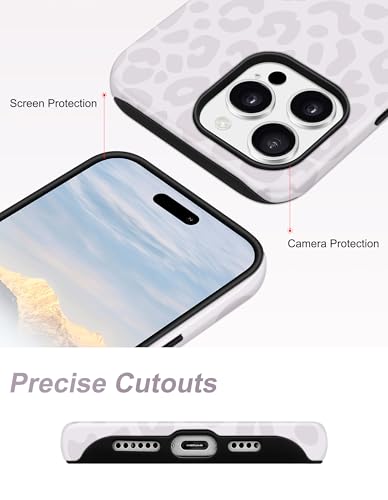 Jusy Magnetic Cheetah Phone Case for iPhone 16 Pro Max,Gray Leopard | Compatible with MagSafe,Cute Aesthetic Tortoise Shell Design,TPU and PC Protective Shockproof Cover - color: Gray Leopard