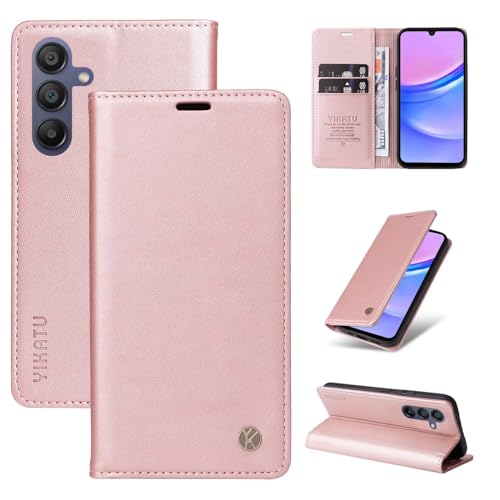Compatible with Samsung Galaxy A16 Wallet Case PU Leather Flip Folio Case with Card Holder Magnetic Closure Shockproof Protective Phone Cover Rose Gold - color: Rose Gold, size: Samsung A16