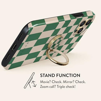 BURGA Cell Phone Ring, Holder Grip and Stand - Finger Phone Grip for Back of Smartphone Case, Kickstand 360 Rotation, Universal Ring for iPhone Samsung Galaxy Huawei Google Pixel, Stylish Accessories - color: Ivy League, style: Gold