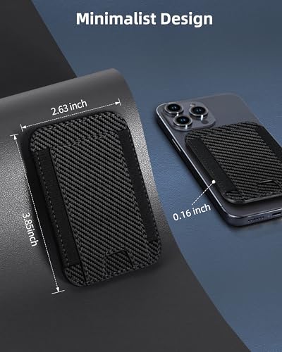 HiWe for MagSafe Wallet, 7 Cards Holder for Phone Case, RFID Blocking - color: Carbon Fiber Wallet - Black Band