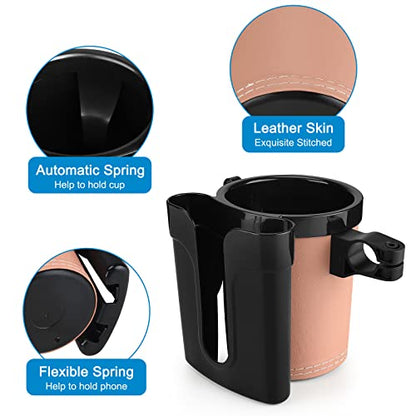 Accmor 3-in-1 Bike Cup Holder with Cell Phone Keys Holder, Bike Water Bottle Holders, Universal Bar Drink Cup Can Holder for Bicycles, Motorcycles, Scooters, Black Beige - color: Black Beige