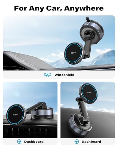 OQTIQ Magnetic Phone Holder for Car, Suction Cup Phone Mount for MagSafe
