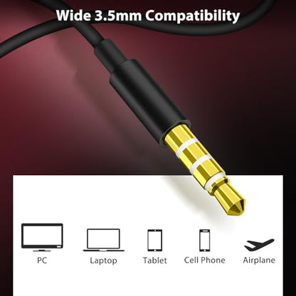 Jiunai Wired Earbuds 3.5mm Headphones in Ear Built-in Mic Red Black