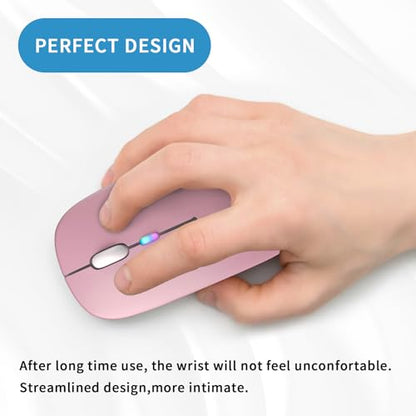 Afaartcci Rechargeable Wireless Mouse, Silent Bluetooth Mouse (Pink) - color: Pink
