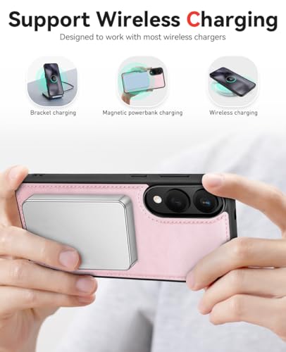 OCASE for Samsung Galaxy S25 Edge Detachable Wallet Case, Pink | 2-in-1, Card Holder, RFID Blocking, Stand, Wrist Strap, Shockproof, Wireless Charging, Magnetic, PU Leather Flip Phone Cover - color: Pink, size: Samsung Galaxy S25 Edge