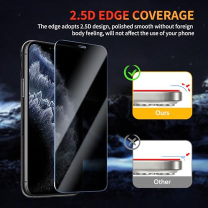 Privacy Screen Protector for iPhone 11 Pro/X/Xs 5.8 Inch 3 Pack, Tempered Glass Film Anti-spy Scratch Resistant 9H Hardness Case Friendly - size: iPhone 11 Pro/X/Xs