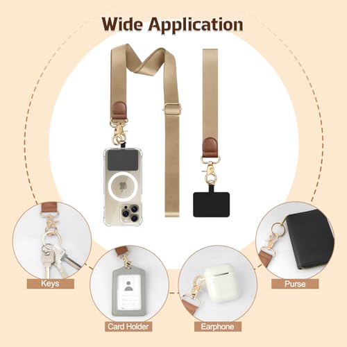 TiMOVO Phone Lanyard Crossbody Wrist Strap, Adjustable Anti-Theft Phone Strap for All Phone Case, lanyard for Women and Men - color: Beige