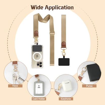 TiMOVO Phone Lanyard Crossbody Wrist Strap, Adjustable Anti-Theft Phone Strap for All Phone Case, lanyard for Women and Men - color: Beige