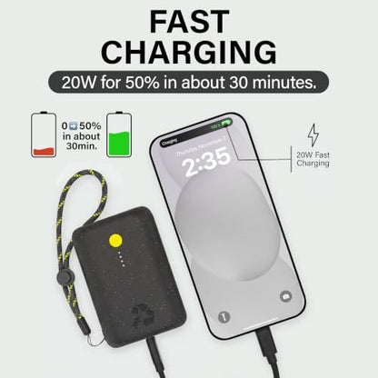 Nimble Champ Portable Charger, 10000mAh Power Bank, 20W Dual USB-C Charging - color: Midnight Black