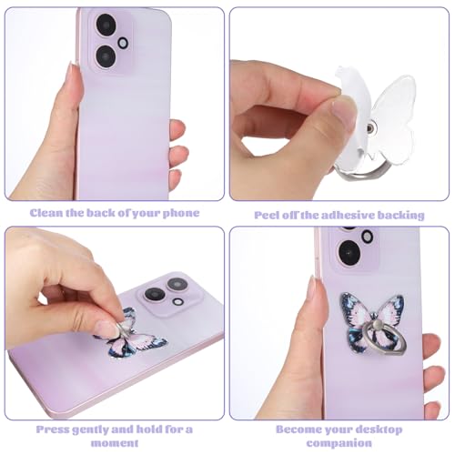 Butterfly Cell Phone Ring Holder 5pcs Finger Ring with Adjustable Knob Loop
