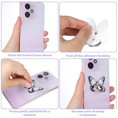 Butterfly Cell Phone Ring Holder 5pcs Finger Ring with Adjustable Knob Loop