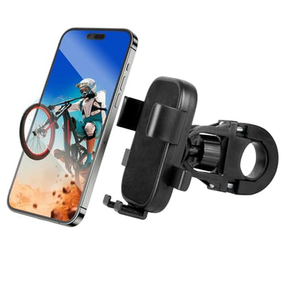 Motorcycle Phone Mount,Bike Phone Holder, Bicycle Handlebar Cell Phone Mount Smartphone Holder Mount 360° Adjustable One Hand Operation, Bike Accessories Handlebar Phone Clip Holder, 94001 - color: Black Handlebar