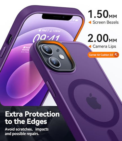 CANSHN Magnetic for iPhone 12 Case/iPhone 12 Pro Case, Deep Purple | Translucent Matte, Compatible with MagSafe, Heavy Duty Protection, Scratch Resistant, Slim Fit, Pocket Friendly - color: Matte Magnetic & Deep Purple