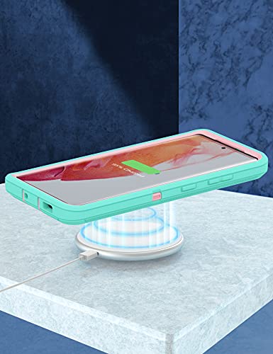 MXX Case Compatible with Galaxy S21 Ultra Case, 3-Layer Super Full Heavy Duty Body Bumper Cover/Shock Protection/Dust Proof, Designed for Samsung Galaxy S21 Ultra 5G 6.8 Inch 2021 (Aqua/Light Pink) - color: Aqua/light Pink
