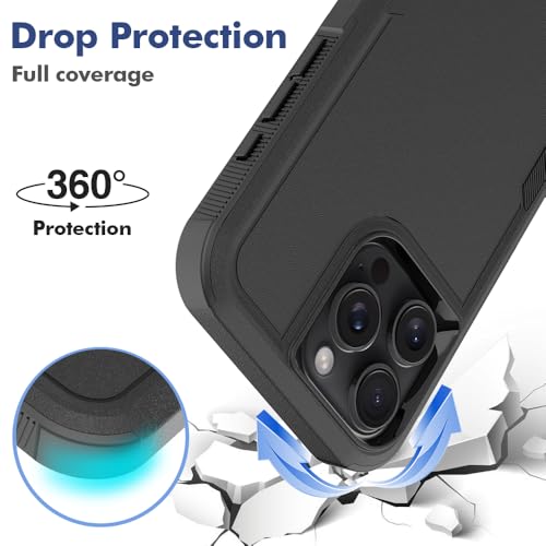 Heavy‑Duty Rugged Anti‑Drop Shockproof Protective Phone Case for iPhone 16 Pro Max, Durable Protective Shell, Black - color: Black, size: iPhone 16 Pro Max