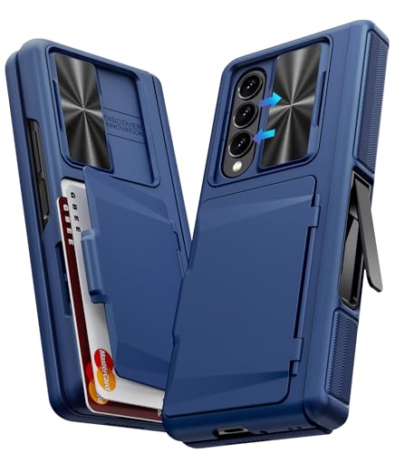 GBEE for Galaxy Z Fold 4 Case with Hinge Protection & Card Holder, Blue - color: Blue